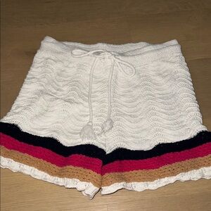 House of Harlow 1960 crochet knit shorts size medium white